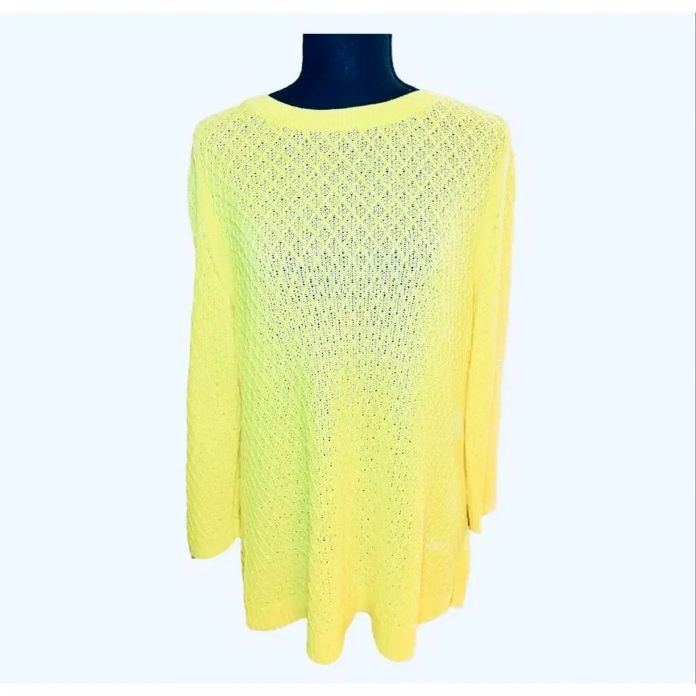 Talbots Yellow Open-Knit Crewneck Sweater | Coastal Spring Layer